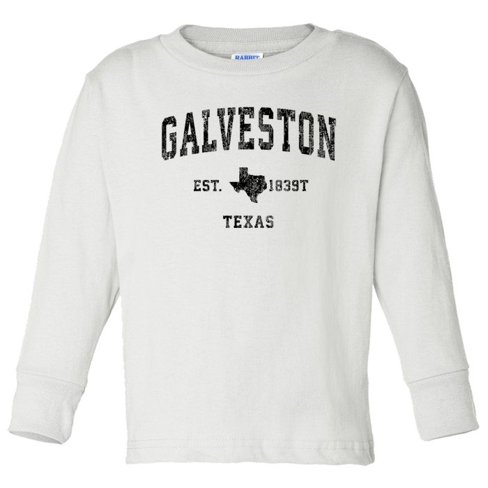 Galveston Texas Tx Vintage Established Athletic Sports Design Toddler Long Sleeve Shirt