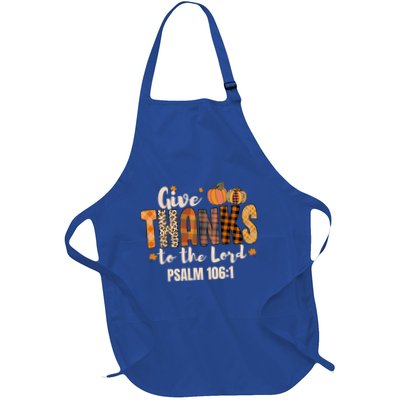 Give Thanks To The Lord Thanksgiving Fall Christian Cute Gift Full-Length Apron With Pockets