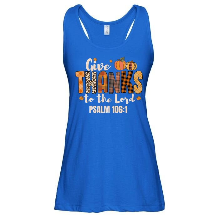 Give Thanks To The Lord Thanksgiving Fall Christian Cute Gift Ladies Essential Flowy Tank