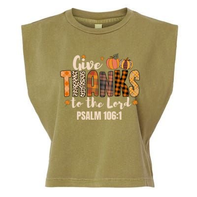 Give Thanks To The Lord Thanksgiving Fall Christian Cute Gift Garment-Dyed Women's Muscle Tee