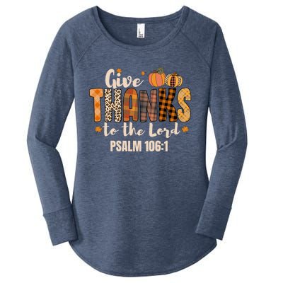 Give Thanks To The Lord Thanksgiving Fall Christian Cute Gift Women's Perfect Tri Tunic Long Sleeve Shirt