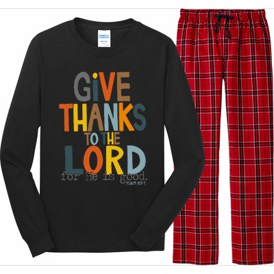 Give Thanks To The Lord For He Is Good Retro Thanksgiving Long Sleeve Pajama Set