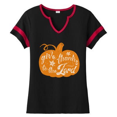 Give Thanks To The Lord Pumpkin Gift Ladies Halftime Notch Neck Tee