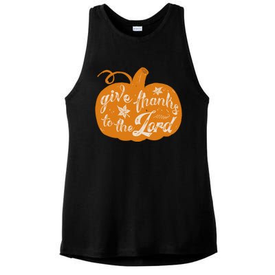 Give Thanks To The Lord Pumpkin Gift Ladies PosiCharge Tri-Blend Wicking Tank