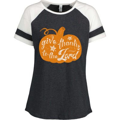 Give Thanks To The Lord Pumpkin Gift Enza Ladies Jersey Colorblock Tee