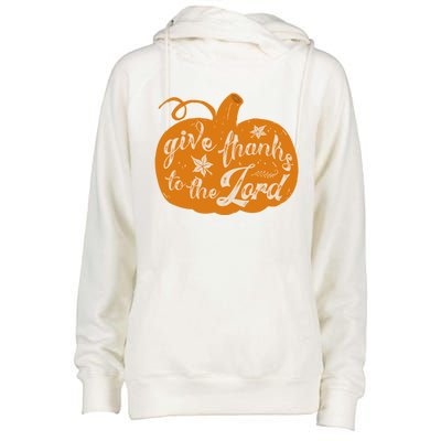 Give Thanks To The Lord Pumpkin Gift Womens Funnel Neck Pullover Hood