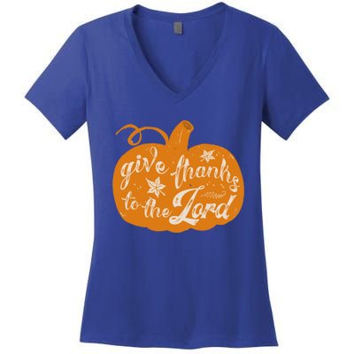 Give Thanks To The Lord Pumpkin Gift Women's V-Neck T-Shirt