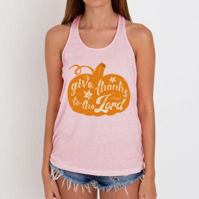 Give Thanks To The Lord Pumpkin Gift Women's Knotted Racerback Tank