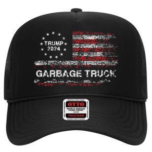 Garbage Truck Trump Supporter Garbage Trump 2024 High Crown Mesh Back Trucker Hat