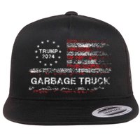 Garbage Truck Trump Supporter Garbage Trump 2024 Flat Bill Trucker Hat