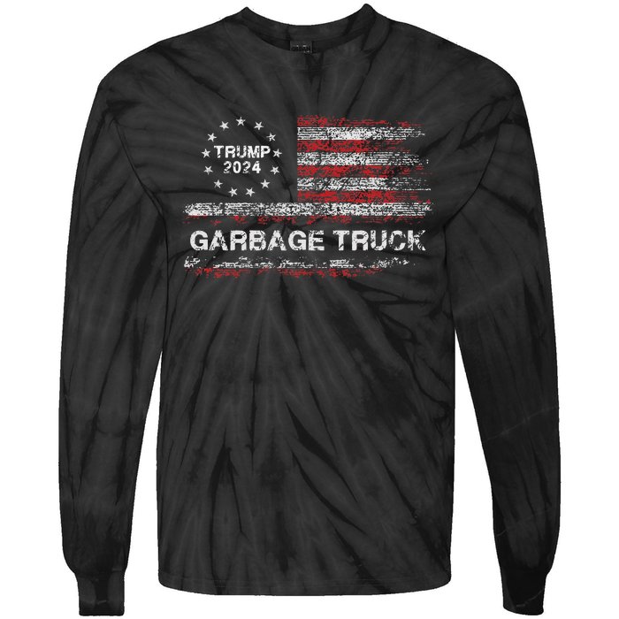 Garbage Truck Trump Supporter Garbage Trump 2024 Tie-Dye Long Sleeve Shirt