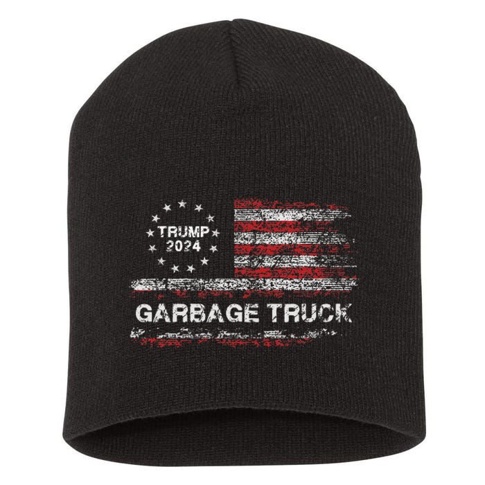 Garbage Truck Trump Supporter Garbage Trump 2024 Short Acrylic Beanie