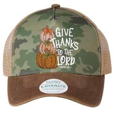 Give Thanks To The Lord Thanksgiving Pumpkin Christian Jesus Funny Gift Legacy Tie Dye Trucker Hat