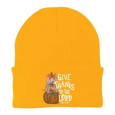 Give Thanks To The Lord Thanksgiving Pumpkin Christian Jesus Funny Gift Knit Cap Winter Beanie