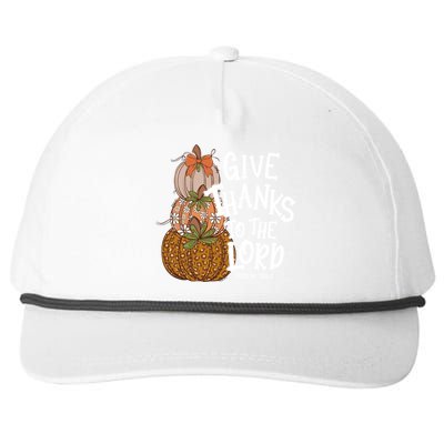 Give Thanks To The Lord Thanksgiving Pumpkin Christian Jesus Funny Gift Snapback Five-Panel Rope Hat