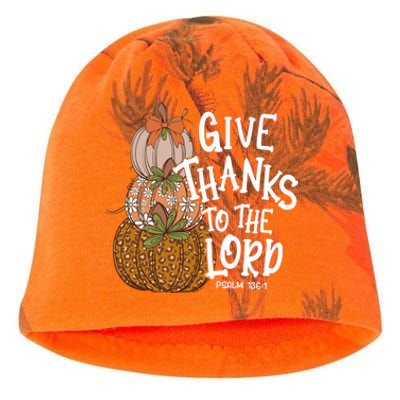 Give Thanks To The Lord Thanksgiving Pumpkin Christian Jesus Funny Gift Kati - Camo Knit Beanie