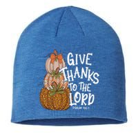 Give Thanks To The Lord Thanksgiving Pumpkin Christian Jesus Funny Gift Sustainable Beanie