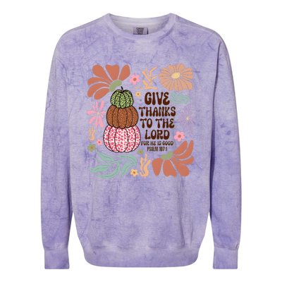 Give Thanks To The Lord Floral Fall Colorblast Crewneck Sweatshirt