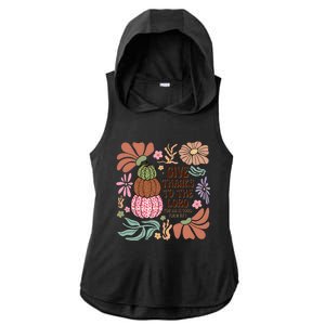 Give Thanks To The Lord Floral Fall Ladies PosiCharge Tri-Blend Wicking Draft Hoodie Tank