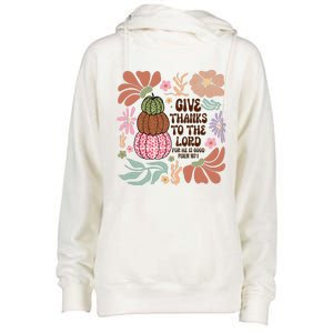 Give Thanks To The Lord Floral Fall Womens Funnel Neck Pullover Hood