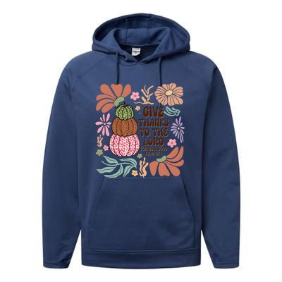 Give Thanks To The Lord Floral Fall Performance Fleece Hoodie