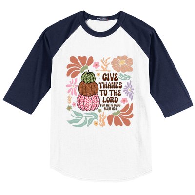 Give Thanks To The Lord Floral Fall Baseball Sleeve Shirt