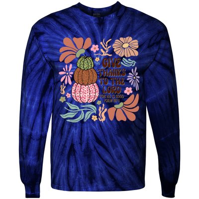 Give Thanks To The Lord Floral Fall Tie-Dye Long Sleeve Shirt