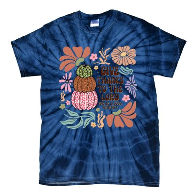 Give Thanks To The Lord Floral Fall Tie-Dye T-Shirt