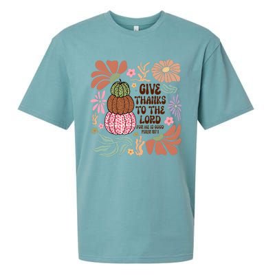 Give Thanks To The Lord Floral Fall Sueded Cloud Jersey T-Shirt