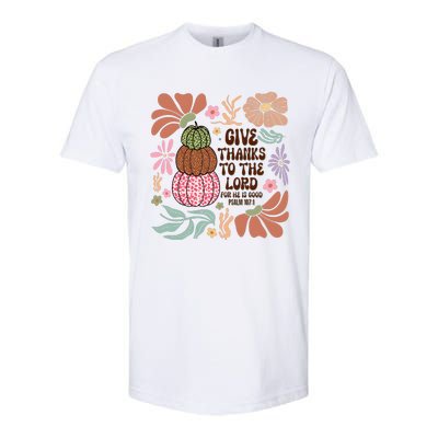 Give Thanks To The Lord Floral Fall Softstyle CVC T-Shirt