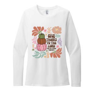 Give Thanks To The Lord Floral Fall Womens CVC Long Sleeve Shirt