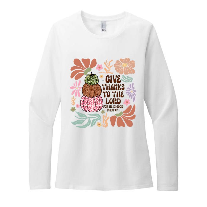 Give Thanks To The Lord Floral Fall Womens CVC Long Sleeve Shirt