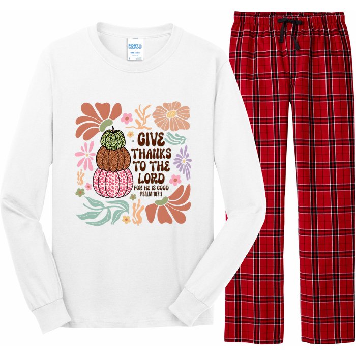 Give Thanks To The Lord Floral Fall Long Sleeve Pajama Set