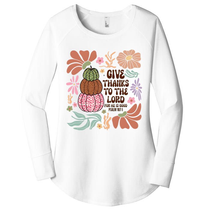 Give Thanks To The Lord Floral Fall Women's Perfect Tri Tunic Long Sleeve Shirt