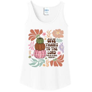 Give Thanks To The Lord Floral Fall Ladies Essential Tank