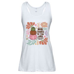 Give Thanks To The Lord Floral Fall Ladies Essential Flowy Tank