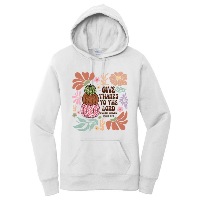 Give Thanks To The Lord Floral Fall Women's Pullover Hoodie