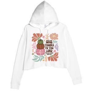 Give Thanks To The Lord Floral Fall Crop Fleece Hoodie