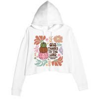 Give Thanks To The Lord Floral Fall Crop Fleece Hoodie