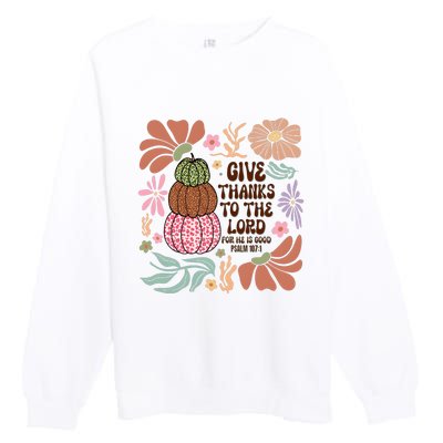 Give Thanks To The Lord Floral Fall Premium Crewneck Sweatshirt