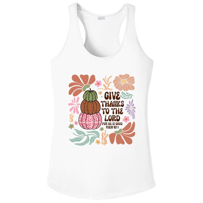 Give Thanks To The Lord Floral Fall Ladies PosiCharge Competitor Racerback Tank