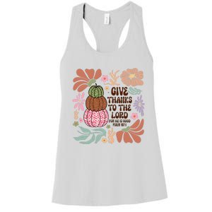 Give Thanks To The Lord Floral Fall Women's Racerback Tank