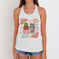 Give Thanks To The Lord Floral Fall Women's Knotted Racerback Tank