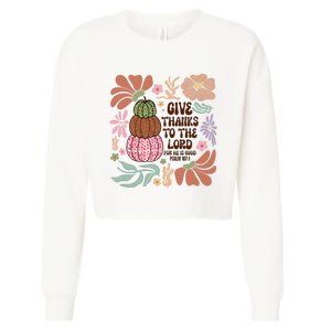 Give Thanks To The Lord Floral Fall Cropped Pullover Crew