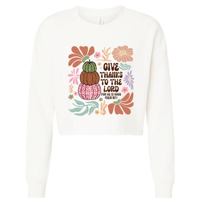 Give Thanks To The Lord Floral Fall Cropped Pullover Crew