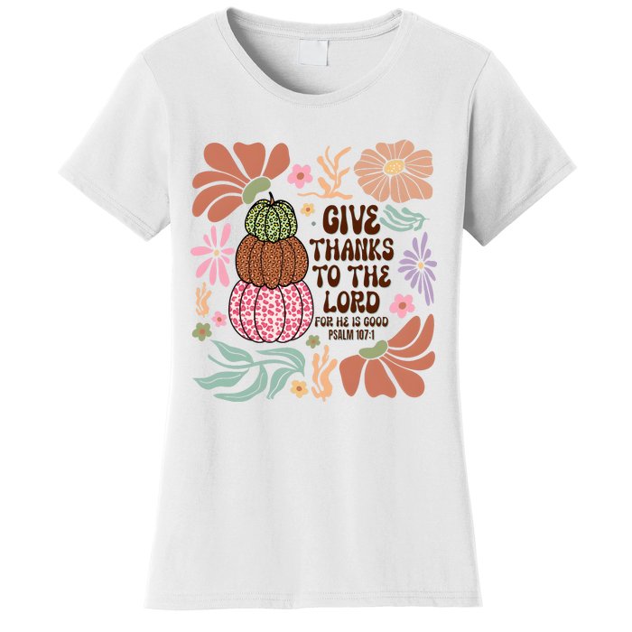 Give Thanks To The Lord Floral Fall Women's T-Shirt