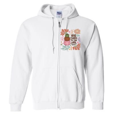 Give Thanks To The Lord Floral Fall Full Zip Hoodie