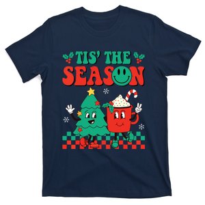 Groovy Tis The Season Christmas Hippie Hot Cocoa Pine Tree T-Shirt