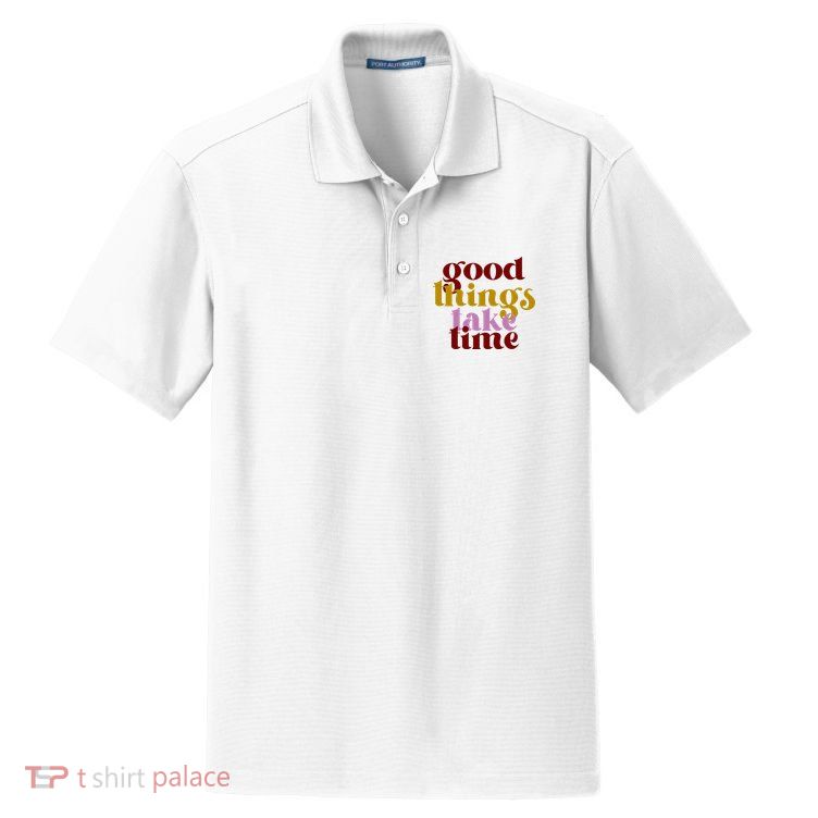 Good Things Take Time Positive Dry Zone Grid Polo