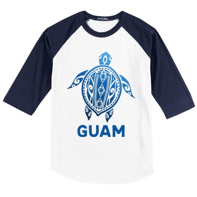 Guam Tribal Tattoo Blue Sea Turtle Souvenirs Baseball Sleeve Shirt